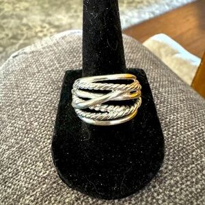 David Yurman Sterling Silver Crossover Ring, Size 8